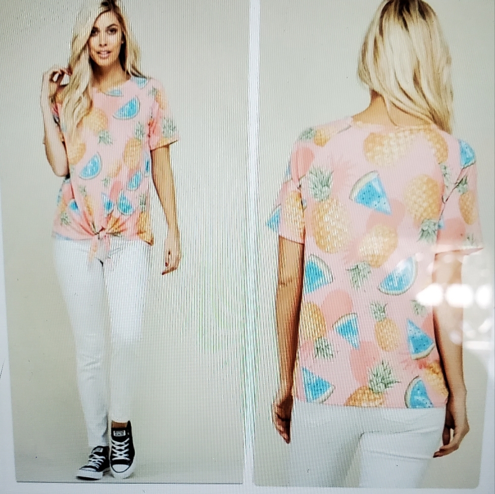 A Girl Thing Pink Fruit Print Tee